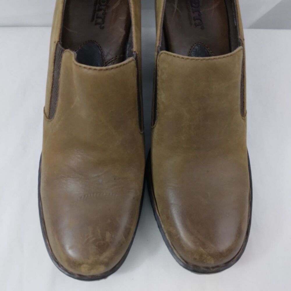 Born W81296 Gertrude Brown Leather Slip-On Bootie Heel Distressed Women's US 7 - Picture 6 of 14